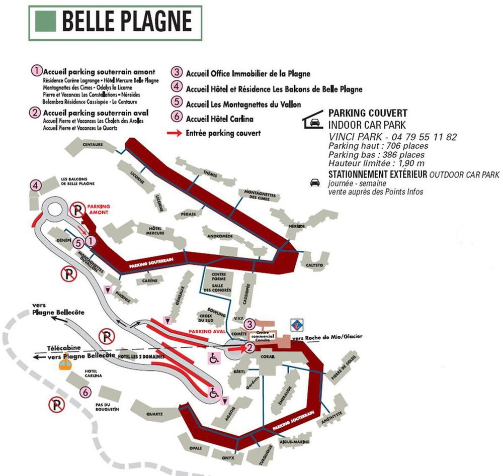 Plan d'accès à Belle Plagne