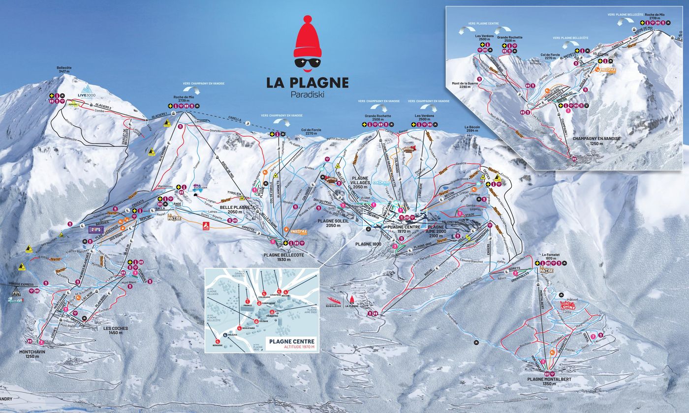 Plan des pistes La Plagne - Les Arcs